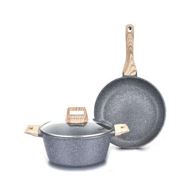 China Wholesale Sustainable Durable Granite Coating Non-Stick Cookware Cooking Set 5pcs With Induction Bottom for sale