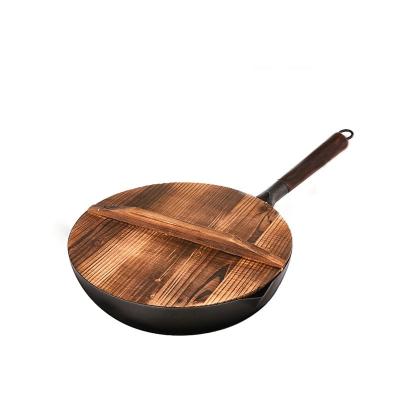 China Chinese Wok Pan Big Iron Wok Pan single handle viable good quality long big for kitchen and restaurant for sale