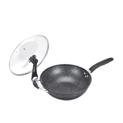 China Sustainable Household Cook Pan Carbon Steel Cooking Wok Pan Non-Stick Wok Frying Pan With Lid for sale