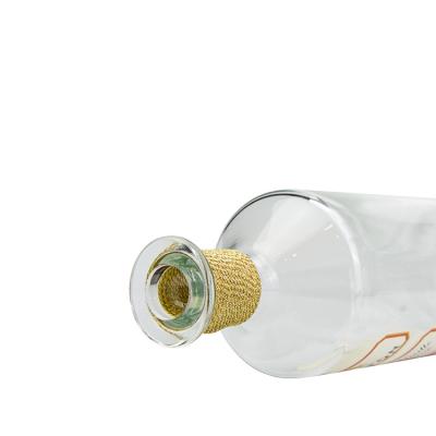 China Personalized Decaled Liquor Wine Peace Sign Storage Indoor Outdoor Clear Frosted Ice Blue Glass Wine Bottle for sale