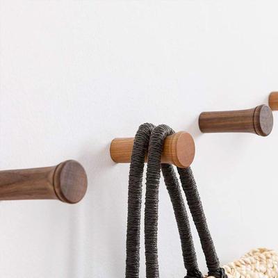 China Viable Simple Decorative Hooks Single Hat Hook Wall Organizer Mounted Wooden Coat Hooks for sale