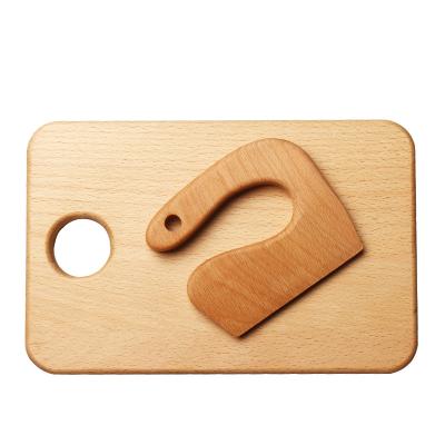 China Eco-Friendly Handmade Children's Wooden Knife And Cutting Board Sustainable for sale