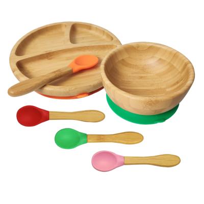 China Minimalist Custom Eco Dishes Bowl Tableware Sets Kid Suction Silicone Bamboo Food Bowls For Baby for sale