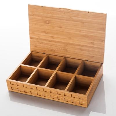 China Sustainable Handmade Bamboo Spice Cart Canister Tea Leaf Storage Box Organizer Natural Wood Tubes Spice Jars for sale