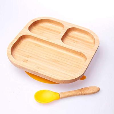 China Amazon Hot Sale Bamboo Wood Safety Amazon Quality Baby Dinner Plate Set Eco-Friendly Dinner Large for sale