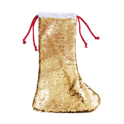 China Custom Shiny Blanks Ornament Flip Sequins Christmas Socks For Linen Large Size Sublimation Fast Delivery for sale