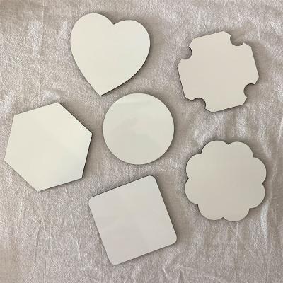 China Viable Round Square DIY Opens SINGLE SIDED White Hardboard MDF Wooden Blank Hardboard Sublimation Coasters for sale