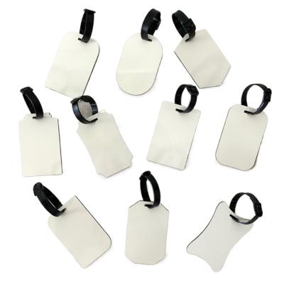 China Cotton Fabric Customized Gifts Sublimation Blank DIY Heat Transfer MDF White Luggage Tag With Hanger With Strap for sale