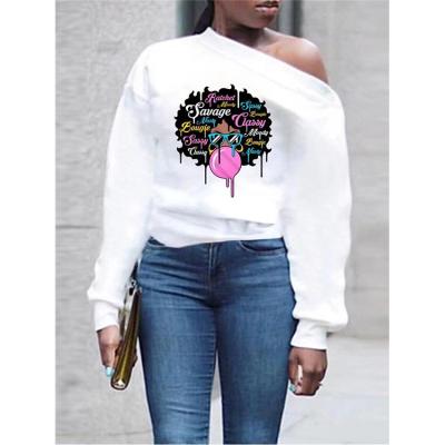 China Viable Custom Hot Sale Women Retro One Shoulder Long Sleeve Casual Sexy Oversized Pullover Sweater For Ladies for sale