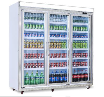 China Single-temperature Supermarket Cooler Commercial Upright Fridge Glass Door Drinks Showcase Display Fridge for sale