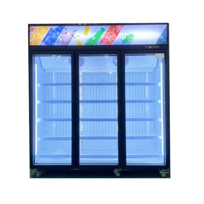 China Single-temperature Refrigerators and Freezers Drink Beverage Display Glass Door Display Cooler Upright Fridge Freezer for sale