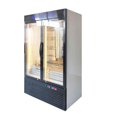 China Single-Temperature Double Door Vertical Display Dry Aged Meat Cabinet Refrigerator for sale