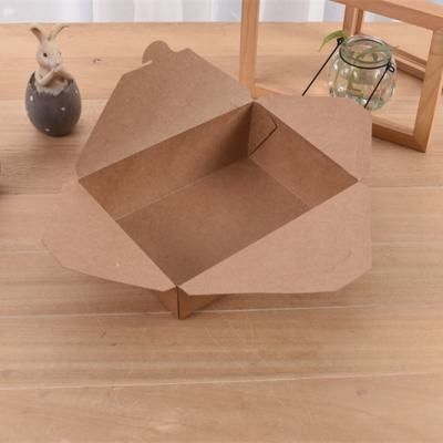 China Easy Packing 1300ml Disposable Water And Greaseproof Kraft Paper Lunch Box For Takeout Food for sale