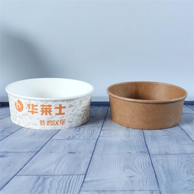 China 1700ml Food Grade Kraft Paper Disposable Greaseproof Salad Bowl Wrapper For Salad And Snack for sale