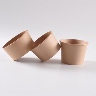 China 1300ml Food Grade Kraft Paper Disposable Greaseproof Salad Bowl Wrapper For Salad And Snack for sale