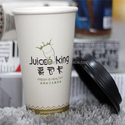 China Disposable 16oz Coffee Use PE Coated Paper Cup With Lids for sale