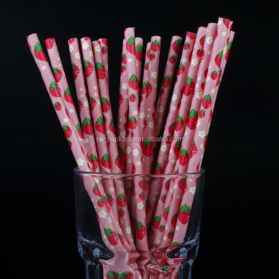 China Disposable Fruit Custom Printing Disposable Paper Straw for sale