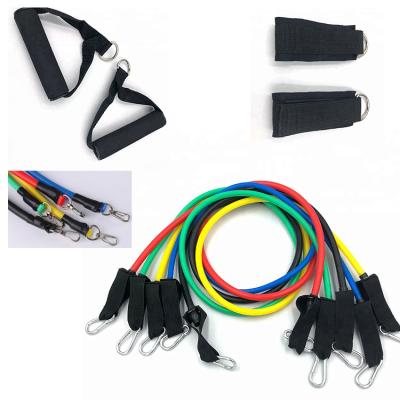 China Wholesale 5 Colors Tube Gym Resistance Bands Portable Adjustable Fitness Resistance Bands Set 11Piece Band Pull Rope for sale