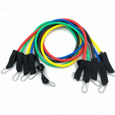 China Wholesale 5 Colors Tube Gym Resistance Bands Portable Adjustable Fitness Resistance Bands Set 11Piece Band Pull Rope for sale