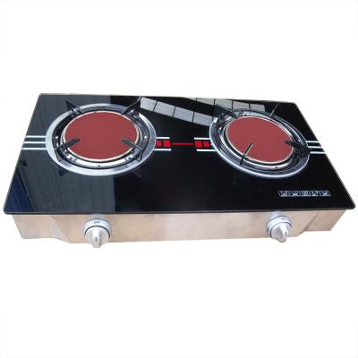 China Hotel cooking appliances tempered glass tops table top 2 burners cooktops infrared gas cookers stove for sale