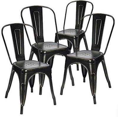 China Metal Stacking Chair Furniture Black Leisure Metal Chair With Metal Frame Dining Chair Metal Stacking Chair Furniture for sale