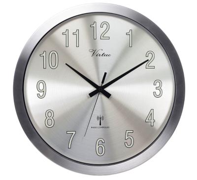 China Modern Style Radio Control Antique Movement Aluminum Round Wall Clock for sale