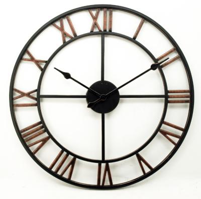 China Retro Antique Style Roman Numerals Style Iron Vintage Skeleton European Wall Clock for sale