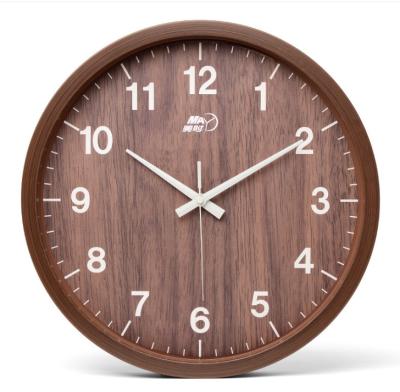 China 2020 style antique imitative wood modern fashion plastic living room wall clock custom design style quartz analog for sale