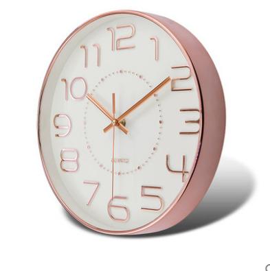 China Fashional 3D BRIEF Numbers Round Custom Plastic Wall Clock Modern Non-ticking Quartz Rose Gold Non-ticking Numbers Home Decor for sale