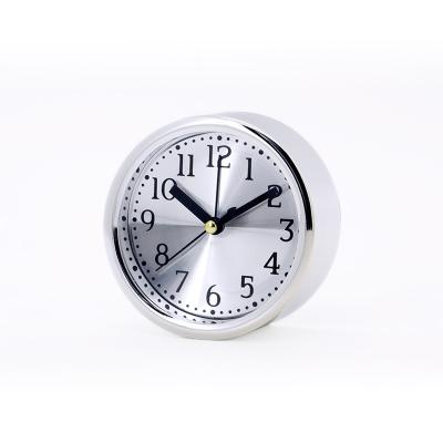 China Mini Small style analog style antique silver simple round modern table desk alarm clock with cheap wholesale price for sale