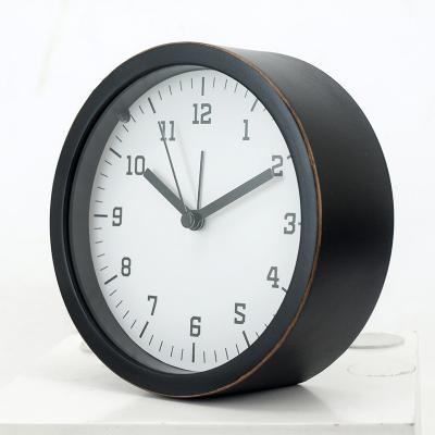 China Antique Style Small Round Simple Style Analog Type Table Desk Alarm Clock With Night Light for sale