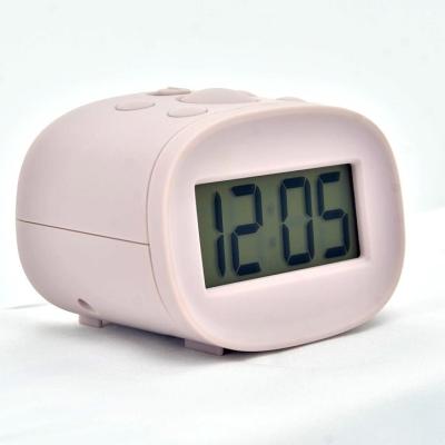 China Small desktop rubber simple table style painting digital alarm clock with nap and light for bedroom for sale