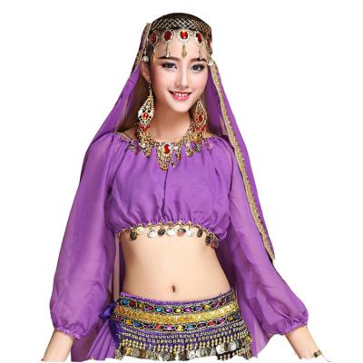 China Fashionable Wholesale High Quality New Fashion Indian Belly Dancing Belly Dance With Rim Accessories Sequin Headscarf Dance Costume Gold for sale