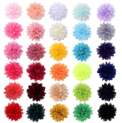 China Large Chiffon Flower 30 Colors 4 Inch Large DIY Chiffon Solid Flower Hair Hangers Accessories For Hair Clips Headbands Craft for sale