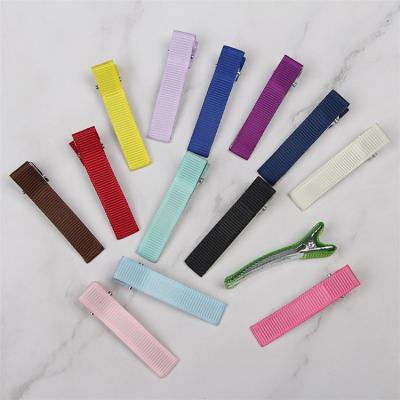 China Small Barrettes Grosgrain 2Inch Cloth Cloth Small Covered Wrapped Alligator Hair Clips Barrettes Hair Clips For Baby Kids for sale