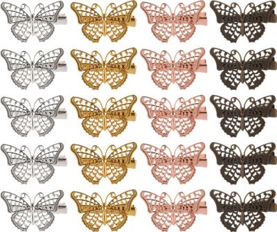 China Butterfly Hair Pins Metal Bronze Fancy Butterfly 80 90S Wholesale Gold Silver Retro Hair Clips Small Hair Clips Alligator Barrettes For Women Kids for sale