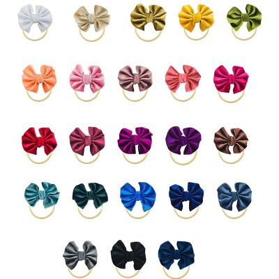 China Velvet Soft Big Bow Headbands Headbands Super Stretchy Nylon Hair Accessories Ties For Kids Infants Toddlers Babies Kids Teens for sale