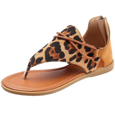 China Fashion Trend Gladiator Sandals Women Comfort Sandals Summer Flats For Woman Flip Flops Women Vintage Leopard Slippers for sale