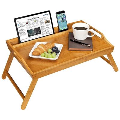 China Europe\North America Bamboo Bed Tray Table With Portable Serving Laptop Foldable Tray Breakfast Tray Drawing Folding Legs Table for sale