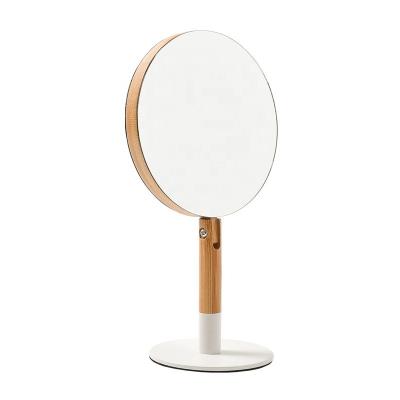 China Desktop Mirror Bamboo Vanity Mirror, Makeup Mirror with Makeup Organizer for sale