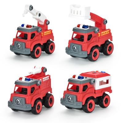 China Diecast Light Car Toy Vehicle Fire Truck Toy New Cheap Toy Music Assembly Diy Brinquedos Menino for sale