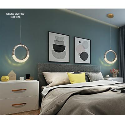 China Long Row Modern Indoor Acrylic Bedside Lamp Ceiling Personality Chandelier Moon LED Hanging Lamp Ring Lighting For Decoration for sale