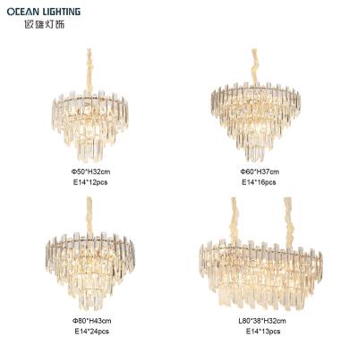 China Ocean Lighting Villa Duplex Living Room Hotel Wedding Project Lobby Modern Customized Building Gold Chandelier for sale