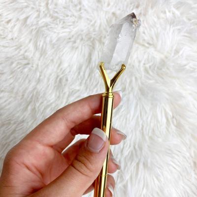 China High Quality Promotional Natural Gemstone Retractable Crystal Chip Pen With Crystal for sale