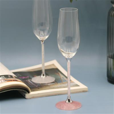 China Wholesale Love Viable Wedding Rose Quartz Champagne Glass Flute for sale