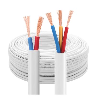 China RGB 0.75mm2 2/3cores 300/500v electrico de cavo PVC connection line pure copper electrical wire cable flat cord for sale