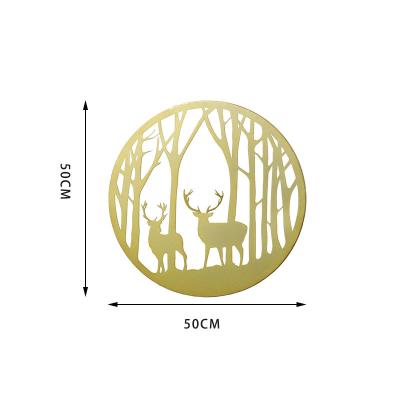 China High Quality Minimalist Deer Pattern Circular Metal Wall Decoration For Home Decor for sale