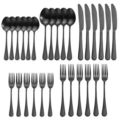 China Amazon 30pcs Matte Cutlery Set Flatware Stainless Steel Wholesale Black Silverware Set for sale