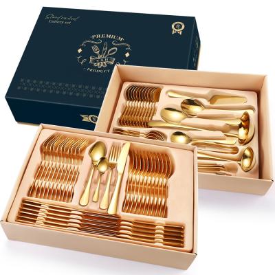 China Wholesale Sustainable Gottinghen 72pcs Gold Plated Silverware Stainless Steel Flatware Silver Gold Plated Cutlery Set For 12 Person for sale