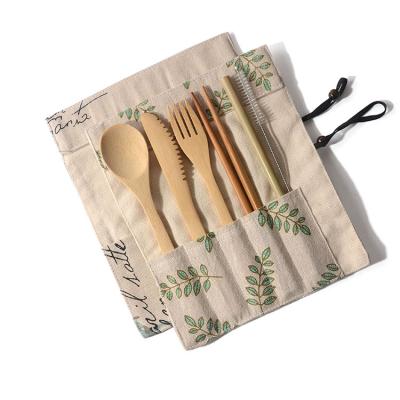 China Sustainable Hot Selling Bamboo Mobile Silverware Set Reusable Eco Friendly Travel Portable Bamboo Cutlery for sale